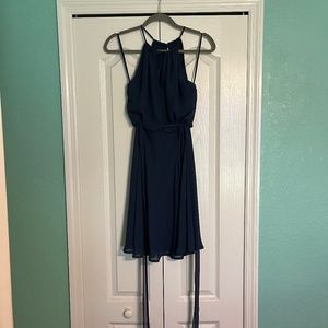 Navy Halter Nouvelle Amsale Bridesmaid Dress